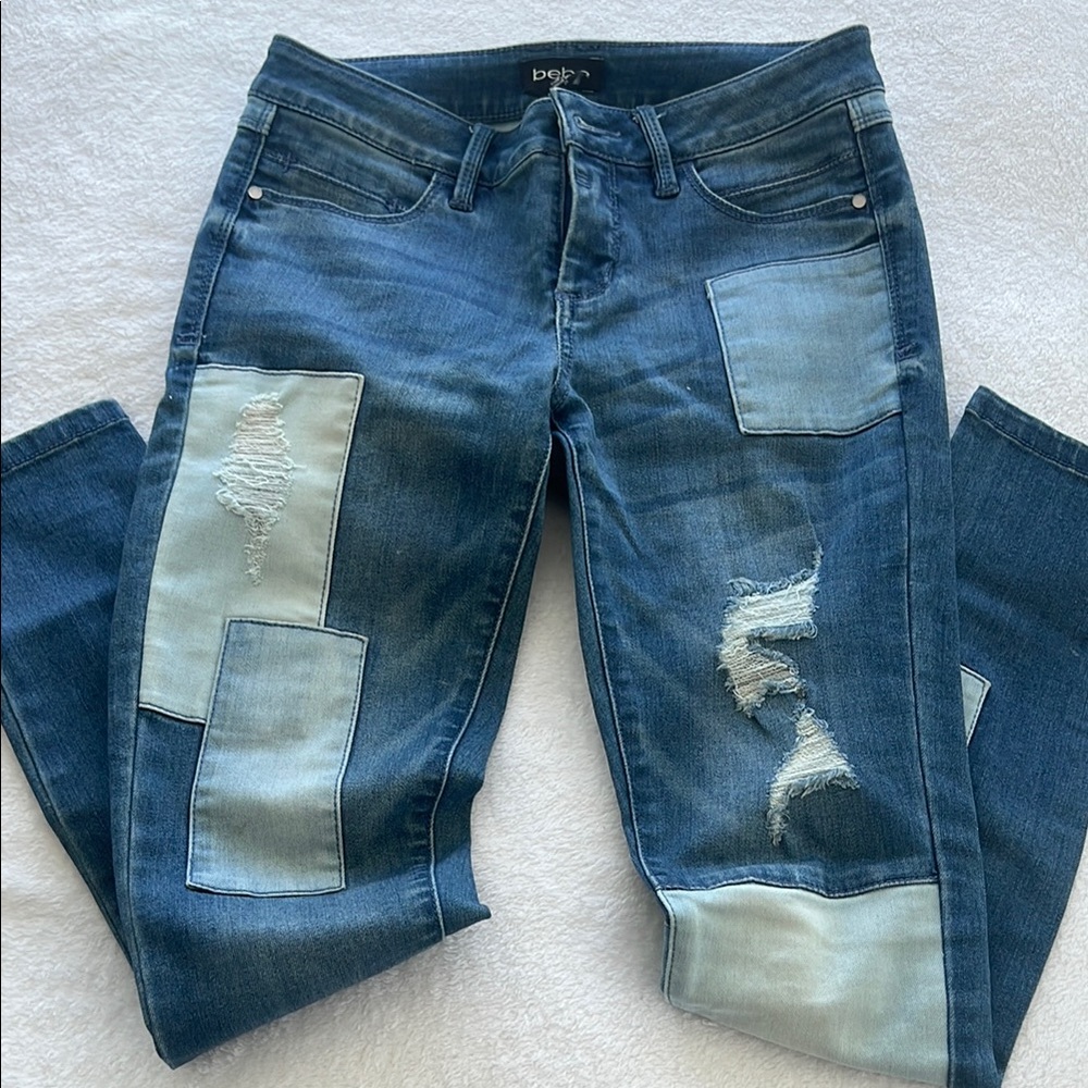 Bebe Women's Blue Distressed Jeans